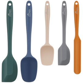 HOTEC Heat Resistant 600℉ Food Grade Silicone Rubber Spatula Set for Baking, Cooking, and Mixing Non Stick Dishwasher Safe BPA-Free Neutral Set of 5