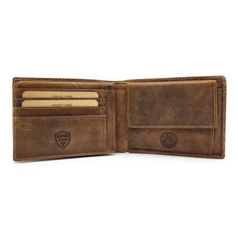 Lemasi Genuine Leather Wallet for Men, Natural Hunter Leather with