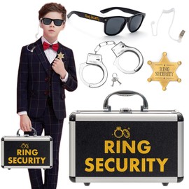 Ring Security Wedding Bearer Box With Rings Holder Pad - Security Briefcase, Proposal Bearer Sunglasses, Kids Toy Handcuffs, Earpiece & Toy Badge, Proposal Ideas Wedding Box Gifts Set for Ceremony