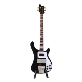 LetCart Black Miniature Bass Guitar Replica with Stand Case Instrument Model Ornaments Gift