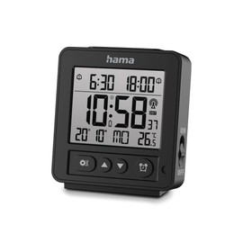 Hama Rhodes LCD Digital Radio-Controlled Alarm Clock Black