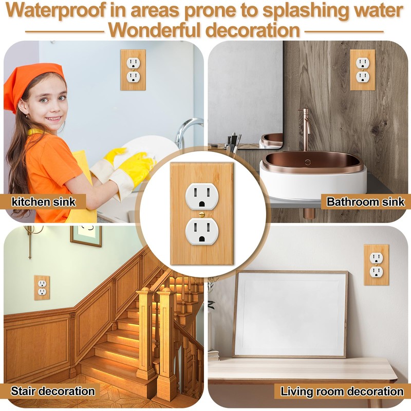 Pinkunn 20 Pcs Solid Wood Double Hole Outlet Light Switch