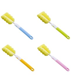 Hoshisea 4 Stück Schaumstoffbürste, Flaschenbürste Schwamm, Baby Flaschen Reinigung Bürste, Schwamm Flaschen Reinigungsbürste, Flaschenbürste, Für Babyflaschen, Tassen (Orange, Blau, Grün, Pink)