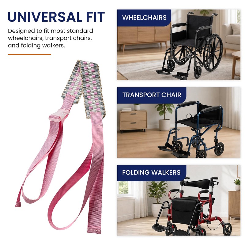 Wheelchair Footrest Strap with Buckles, Fits 32"-39" Seat Widths, 1