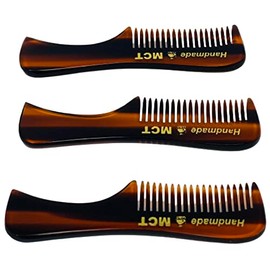 GENTS - Peine para bigote y barba, tamaño bolsillo (caparazón de tortuga, paquete de 3)