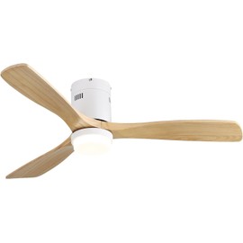 Donext 52" Flush Ceiling Fan Indoor, 3-Timer with Quiet Energy Saving, 3 blades Propeller Ceiling fan with Remote, Without Light, Yellow
