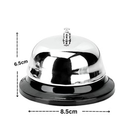 Ahad Trader Premium Stainless Steel Hand Held Calling Bell for Reception, Service Desks" size 6cm hight & 8.5cm width, Durable Classic Service Bell for Hotels, School Front Desks"