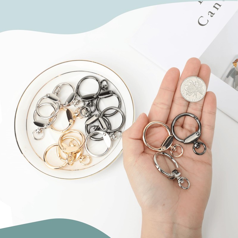 12pcs Round Spring Snap Hooks Swivel Ring Carabiner Clips Eyelet