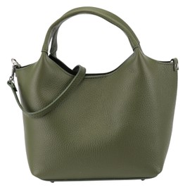 SH Leder Sophia G684 Women's Genuine Leather Handbag with Shoulder Strap and Inner Pocket Elegant Handbag Crossbody Bag for Everyday and Office 28 x 18 cm, olive green, L