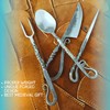 Generic Hand Forged Black Silverware Set With Leather Cover- Medieval