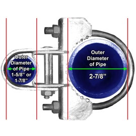 Chain Link Fence Bull Dog Commercial Duty Gate Hinge - for 2-7/8" Outside Diameter Gate Post/Pipe & 1-5/8 Thru 1-7/8" Gate Frames-Galvanized Chain Link Post Gate Hinge-Includes Nuts/Bolts