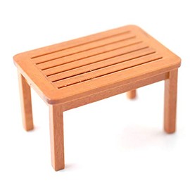 Melody Jane Dolls House Walnut Garden Coffee Table Miniature Wooden Patio Furniture 1:12