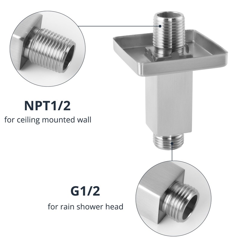 Straight Shower Arm with Flange, Ceiling Mount 3 Inches Rain