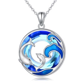 Lonyinlg Dolphin Necklace for Women S925 Sterling Silver Dolphin Pendant Jewelry Gift for Wife Mom for Birthday Christmas