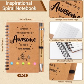 8 Pcs Thank You Gift Employee Appreciation Gifts Bulk Include 4 Inspirational Notebooks 4 Motivational Quotes Pens Thank You Teacher Gifts Leaving Gifts for Colleagues Women Man Thanksgiving Gifts