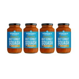 Sonoma Gourmet Organic Butternut Squash Pasta Sauce | USDA Organic, Vegan, Non-GMO, No Sugar Added | 25 Ounce Jars (Pack of 4)
