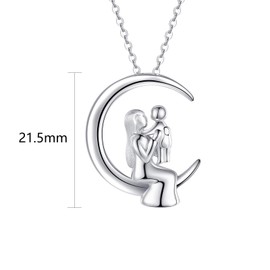 TANGPOET Mother Daughter Son Pendant Necklace Gifts for Mom Women 925 Sterling Silver Moon Jewelry for Birthday Christmas Mothers Day