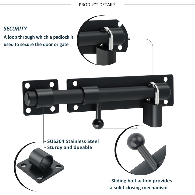 SAYAYO Slide Gate Latch Bolt Safety Door Lock with Padlock