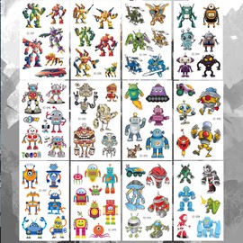 Ooopsiun Robot Temporary Tattoos for Boys- 80 Styles, Robot Birthday Party Decorations Supplies Favors for Kids Boys