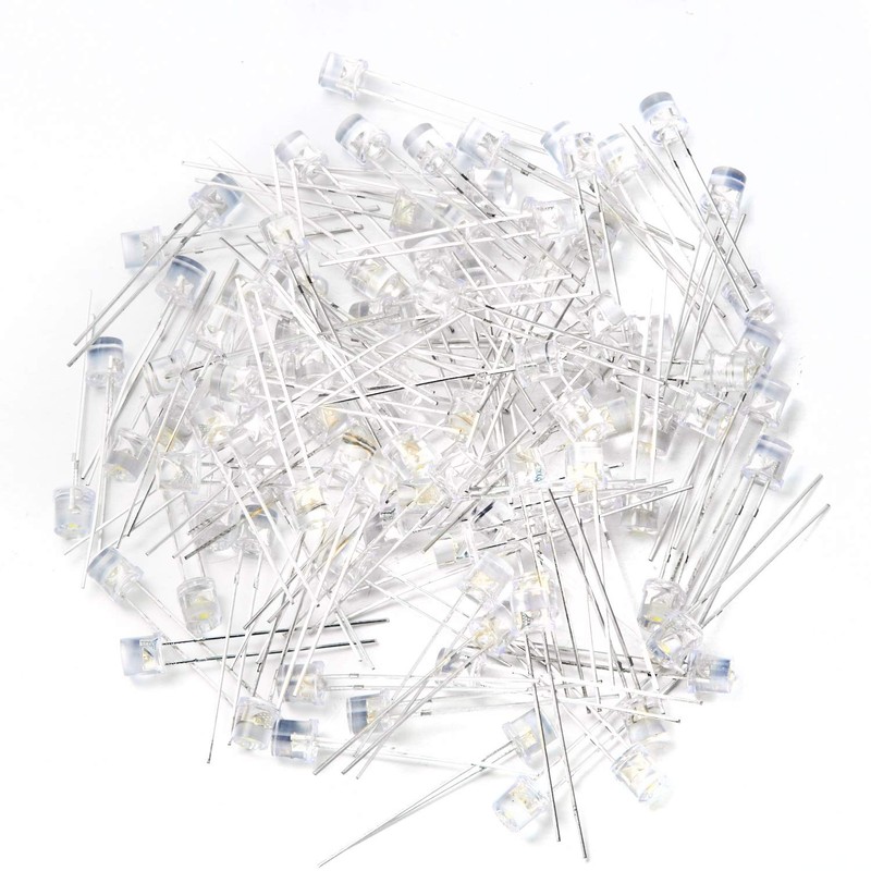 Chanzon 100 pcs 5mm White Flat Top LED Diode Lights