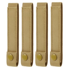 4 Pack Molle Straps with Snaps 6 inch, Tactical Mod Strap Molle Webbing Straps, Military Backpack Vest Molle Accessories Snap Strap, Nylon Thumb Snaps Straps Molle Panel Connectors (Tan)