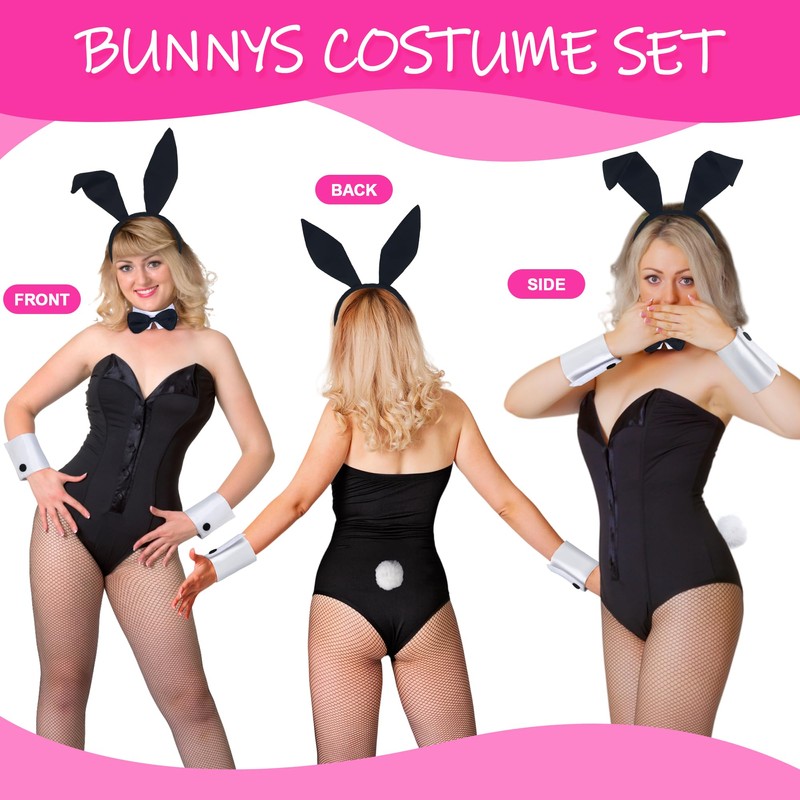 Scotamalone Bunnys Costume Accessories Set for Women Halloweens Rabbitss Ear
