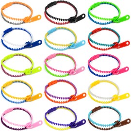 Maliweg 48-Pack Zipper Bracelets,Friendship Bracelets,Friendship Fidget Bracelets 7.5 Inches Sensory Toys Party Pack,Stress Relief Toys for Birthday Party Favors,Classroom Rewards