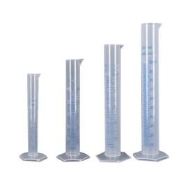 SATOMO Measuring Cylinders, Set of 4, Measuring Cylinders, Measuring Beakers, Transparent, Plastic, Measuring Cups, Liquid Containers, Transparent Measuring 0.3 fl oz (10 ml), 0.8 fl oz (25 ml), 50