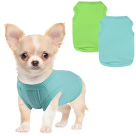 Winmany 2 Pieces Small Dogs Clothes Solid Color Puppy Summer Tank Top for Girl Boy Cute Chihuahua Shih Tzu Pomeranian Shirts Vest