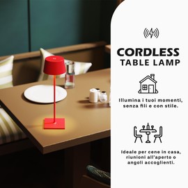 Palmina 842 LED Table Lamp, Dimmable, 4400 mAh LED Table Lamp, Wireless, IP54 Protection, Lamp for Indoor/Outdoor Use, Suitable for Dinner, Reading, Bedroom, Garden and Much More, Rose Gold