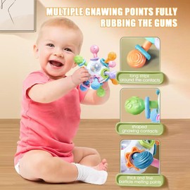 uunida baby Mordedera para Bebe - Juguetes para Bebe de 0 a 6 Meses 1 Año con Sonajas para Bebe 0 a 3 meses - Juguetes Montessori - Juguetes Sensoriales y Estimulacion Temprana (Blanco)