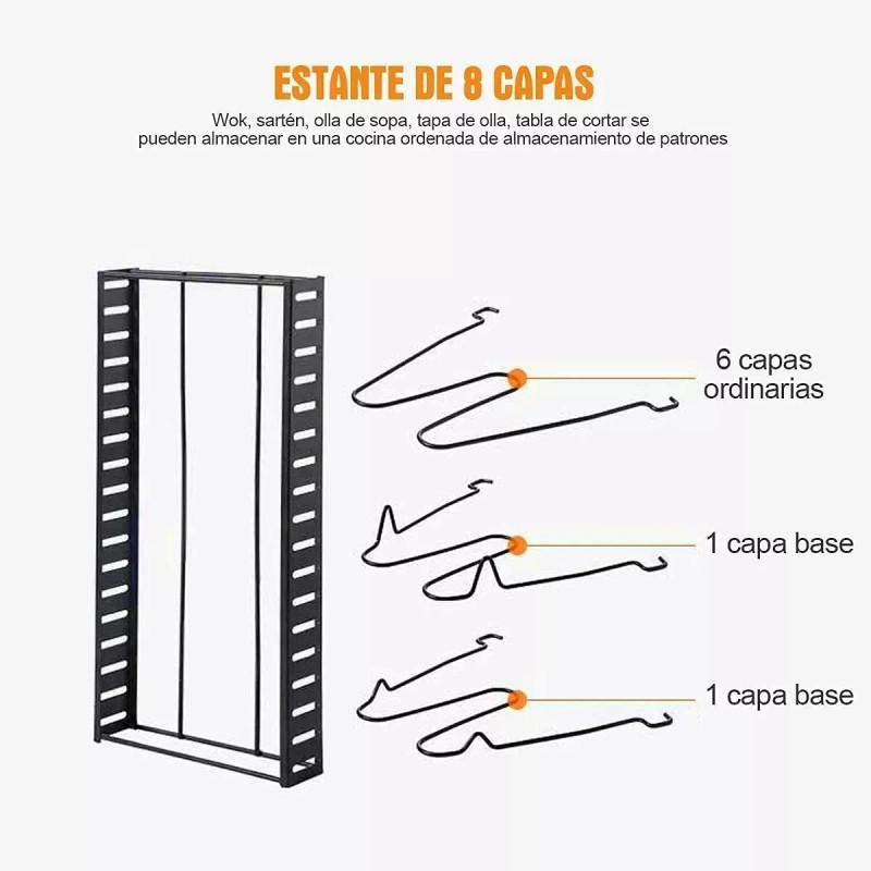 KH Estante Organizador Para Ollas Y Sartenes Ajustable Cocina