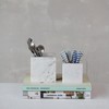 Creative Co-Op Square Marble Container, White