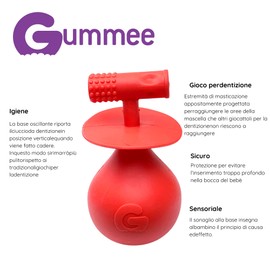 Gummee Babyzahnspielzeug zur Schmerzlinderung Molar Mallet Beißring mit wackeliger Rasselbasis. Alter 12m + BPA-frei. Gel-Applikator. Entwickelt für das Schneiden von Backenzähnen.