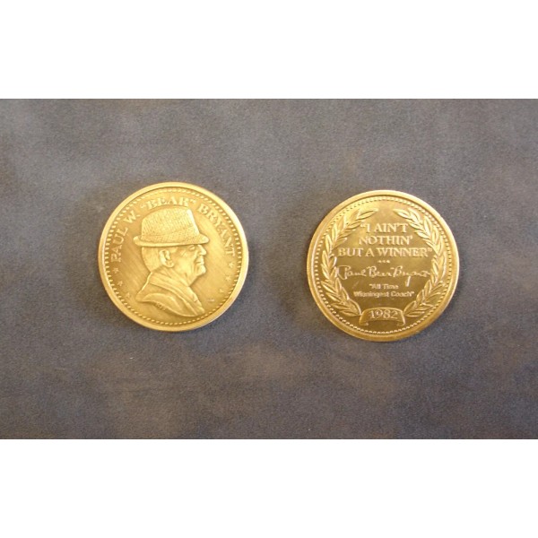 Alabama football "Bear" Bryant commemorative bronze coin poker guard golf