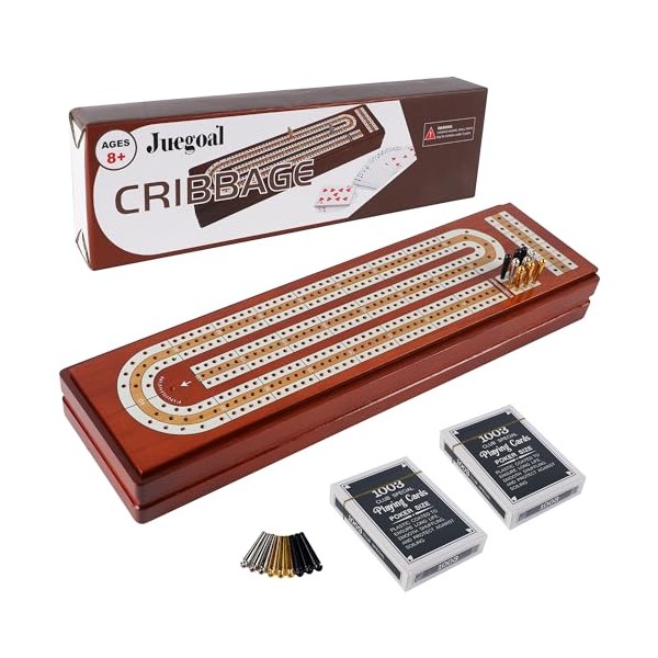 Juegoal Juegoal Upgrade Wood Cribbage Board Game Set, Solid Wooden