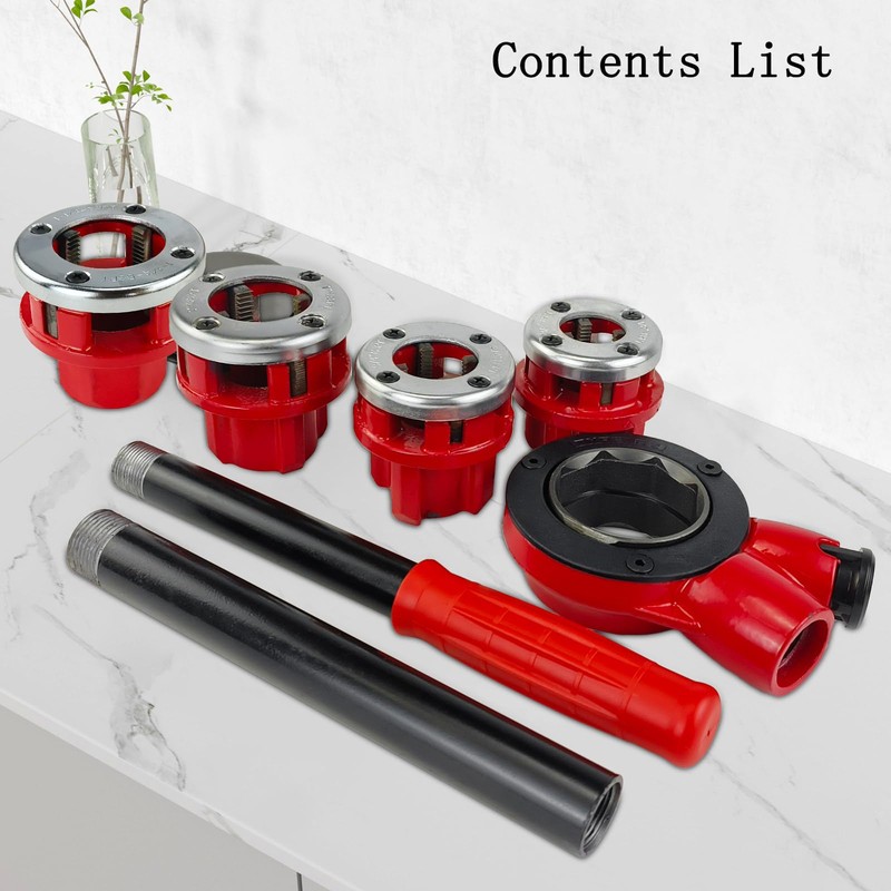 YuYBrightmi BSPT Pipe Threader Ratchet Kit, Manual Pipe Threading Tool