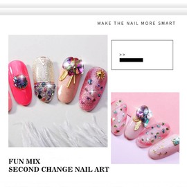 Ginojex 3D Nail Charms DIY Manicure Art Decorations Acrylic Red Crystal Rhinestone Metal Rivet Star Moon Accessories Mixed-style