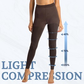 +MD 15-20mmHg Women's Footless Compression Pantyhose Tights Medical Graduated Support Stocking Brown S