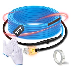 120V Heat Tape with Thermostat for Pipe Freeze Protection, 3 Feet Heat Trace for Water Pipes, 5 W/Ft, Electric Self-regulating Pipe Heating Tape for Metal and Plastic Pipes SnulyHeet