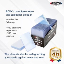 BCW Fundas y Cargadores Superiores para Combo de Tarjetas - 100 Unidades | Cargadores Superiores y Fundas Penny Libres de Ácido | Excelentes para Prot