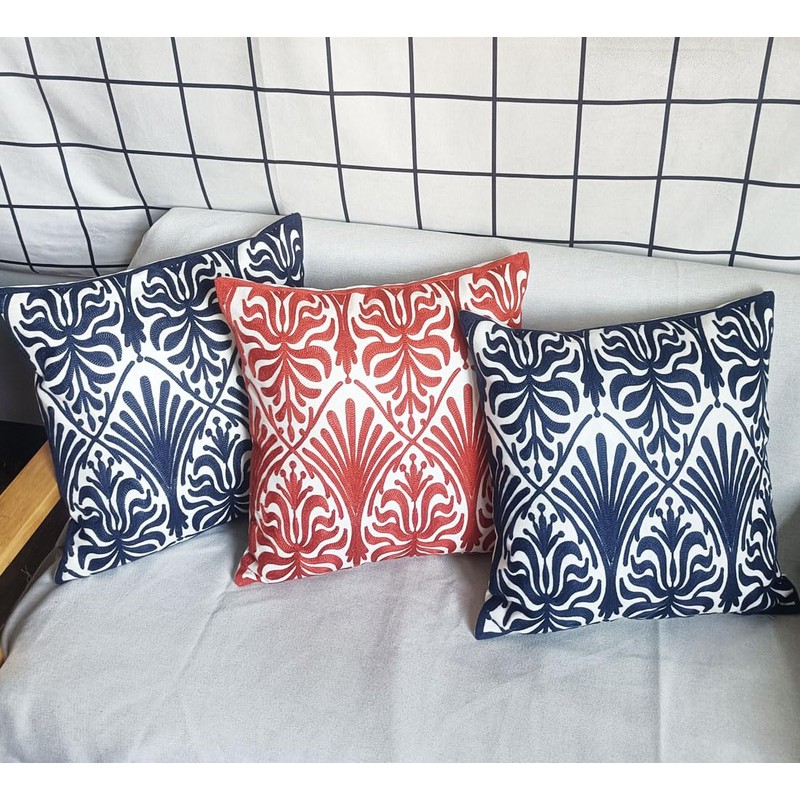ZUODUTEX 45 x 45 Cm Cushion Covers Embroidery Geometry Cotton
