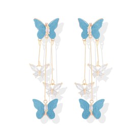 Sparkling Butterfly Ear Cuff for Women No Piercing Clip On Earrings Rhinestone Butterfly Earrings Summer Earrings Purple Earrings for women Ear Wrap Butterfly Jewelry for Wedding