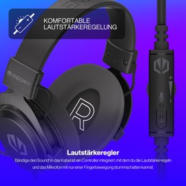 ENDORFY VIRO Infra EY1A003 Over-Ear Headphones, Fabric Ear Pads, Detachable Microphone, Wired Control, 50mm Driver, Solid Aluminium Frame