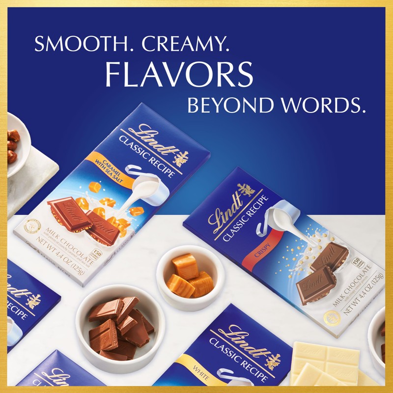 Lindt CLASSIC RECIPE Crispy Milk Chocolate Candy Bar, Milk Chocolate,