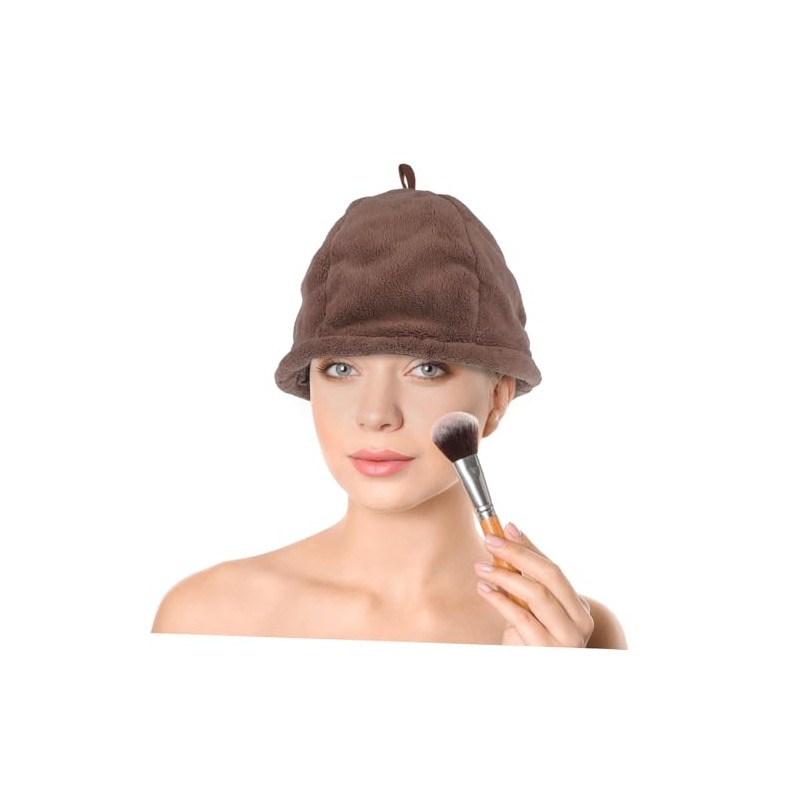 Sombrero Gorro Baño Coral Fleece Sauna Color Café Portátil Secado