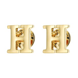 PATIKIL Letter H Lapel Pins, 2 Pack Initial Alphabet Collar Pins Letter Copper Brooch Pins for Mens & Womens Shirt Dress Suits Business Events, Gold