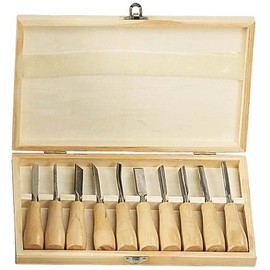 WEDGE 10 Piece Wood Chisel Set | Professional Carving & Gouging Tools | Solid Wood Handles & Storage Box | Superior Craftsmanship
