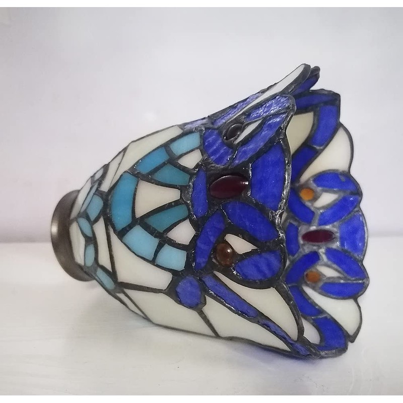 Tiffany glass lampshade, blue and white glass lampshade, baroque series