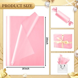 Pink Tissue Paper for Gift Bags - 30 Sheets of Pink Wrapping Tissue Paper Bulk Packaging Paper for Weddings Birthday DIY Project Christmas Valentine's Day Gift Wrapping Crafts Decor (14 x 20 Inch)